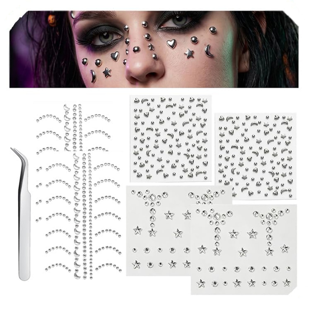 Body Jewelry Eyebrow - 偽穿孔ボール貼り鼻釘偽眉毛唇カフメデューサリップ釘粘着星面宝石ドリル