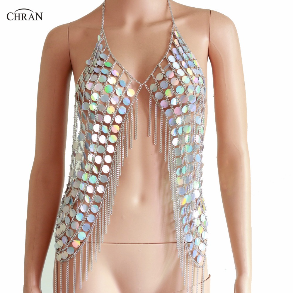 Body Jewelry Vest - 女性のためのセクシーなスパークリングベスト,人魚の形をしたトップ,タッセルとホルターネックライン,スパンコールとお祝いのジュエリーアクセサリー,新しいコレクション