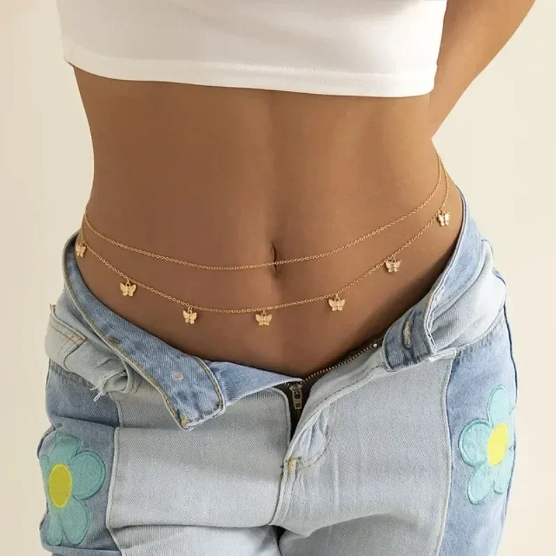 Body Chain Jewelry - 女性用バタフライチェーン,セクシーなベリーベルト,ボディジュエリー,ビーチアクセサリー,ウエストビーズ,新しい夏の魅力