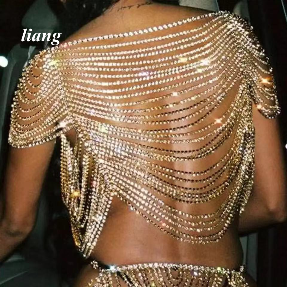 Body Jewelry Vest - セクシーなボディチェーンビキニベストブラジャーチェーンフリンジクリスタル胸チェーンпортупеяメイクアップダンスベリーダンスビーチ衣装ボディジュエリー