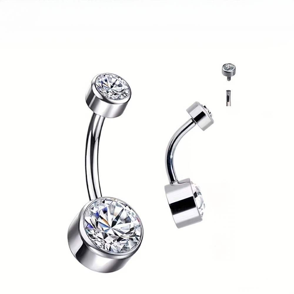 Body Jewelry For Sensitive Skin - 1個入り低アレルギー性ステンレスジルコニアベリーボタンリング 女性用 - 敏感肌の方にも最適なベリーボタンピアスギフト