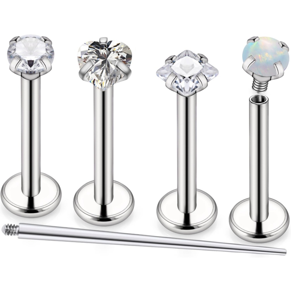 Body Jewelry For Sensitive Skin - 16 Gステンレス鼻環内ネジ低アレルギー性平背軟骨穿刺ジュエリー、敏感肌に適している