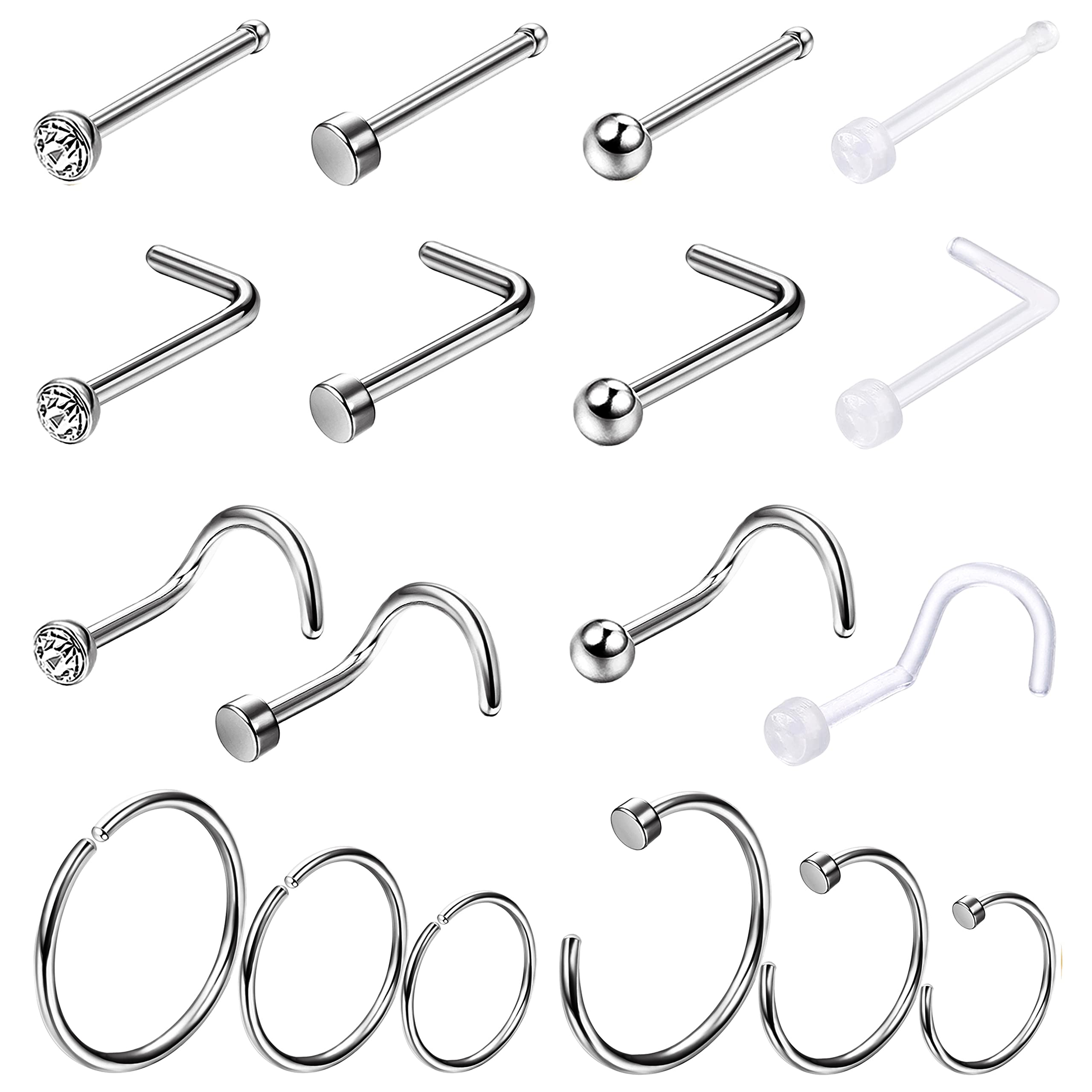 Body Jewelry For Sensitive Skin - 1 個低刺激性鼻リングスタッド敏感肌用 20 グラムフープ女性男性 2 ミリメートル小さなチタン鼻ピアスジュエリー