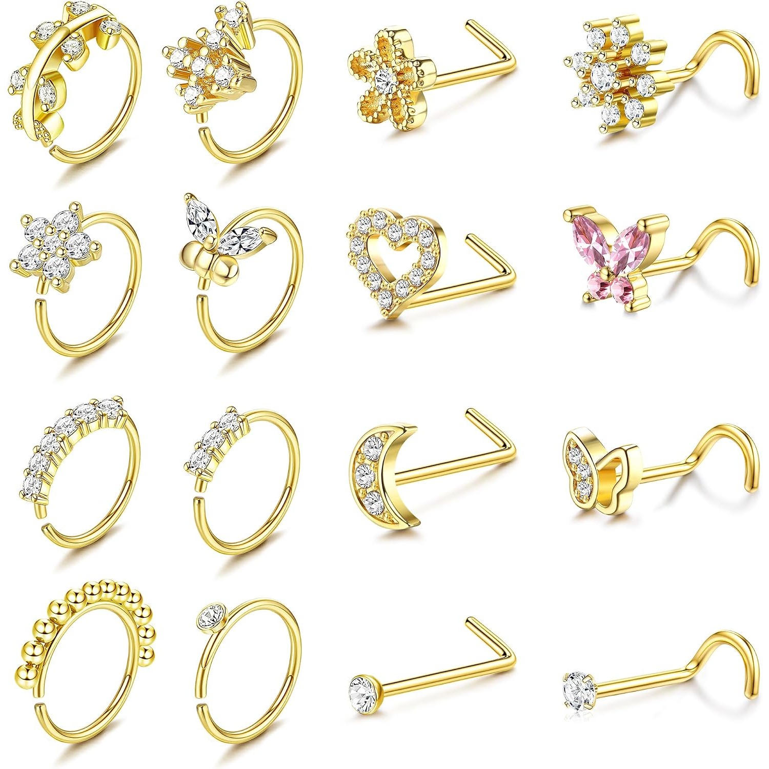 Body Jewelry For Sensitive Skin - FASACCO 女性用ノーズリング 1個 低刺激性サージカルスチール製ノーズフープ CZ装飾 鼻孔セプタムピアスジュエリー