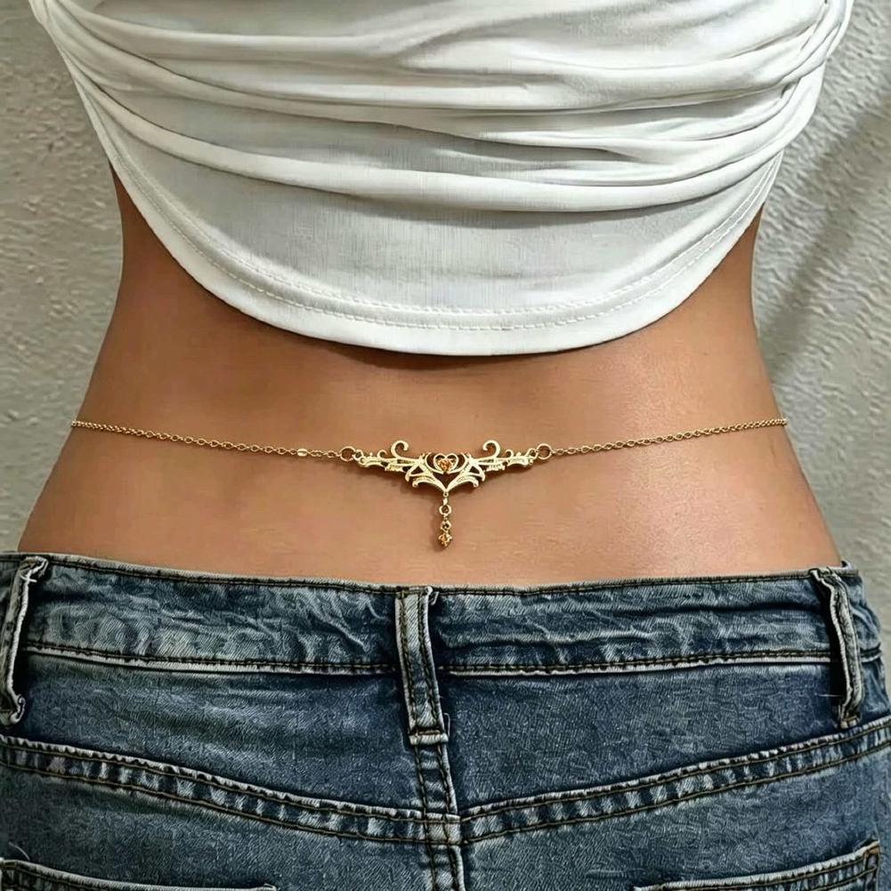 Body Chain Jewelry - レディースファッションウエストチェーン エレガントでセクシーなジルコンラブウィングペンダントウエストチェーン ファッション多用途ホリデーアクセサリー 1個