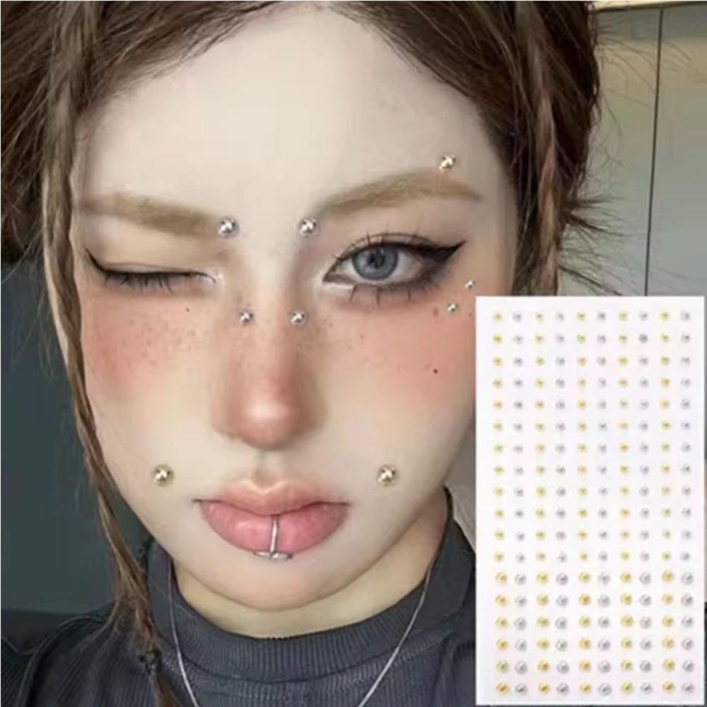 Body Jewelry Nose Ring - 58-180個セット ノンピアスリップネイルステッカー 自己粘着性 再利用可能 フェイクリップネイル 眉毛