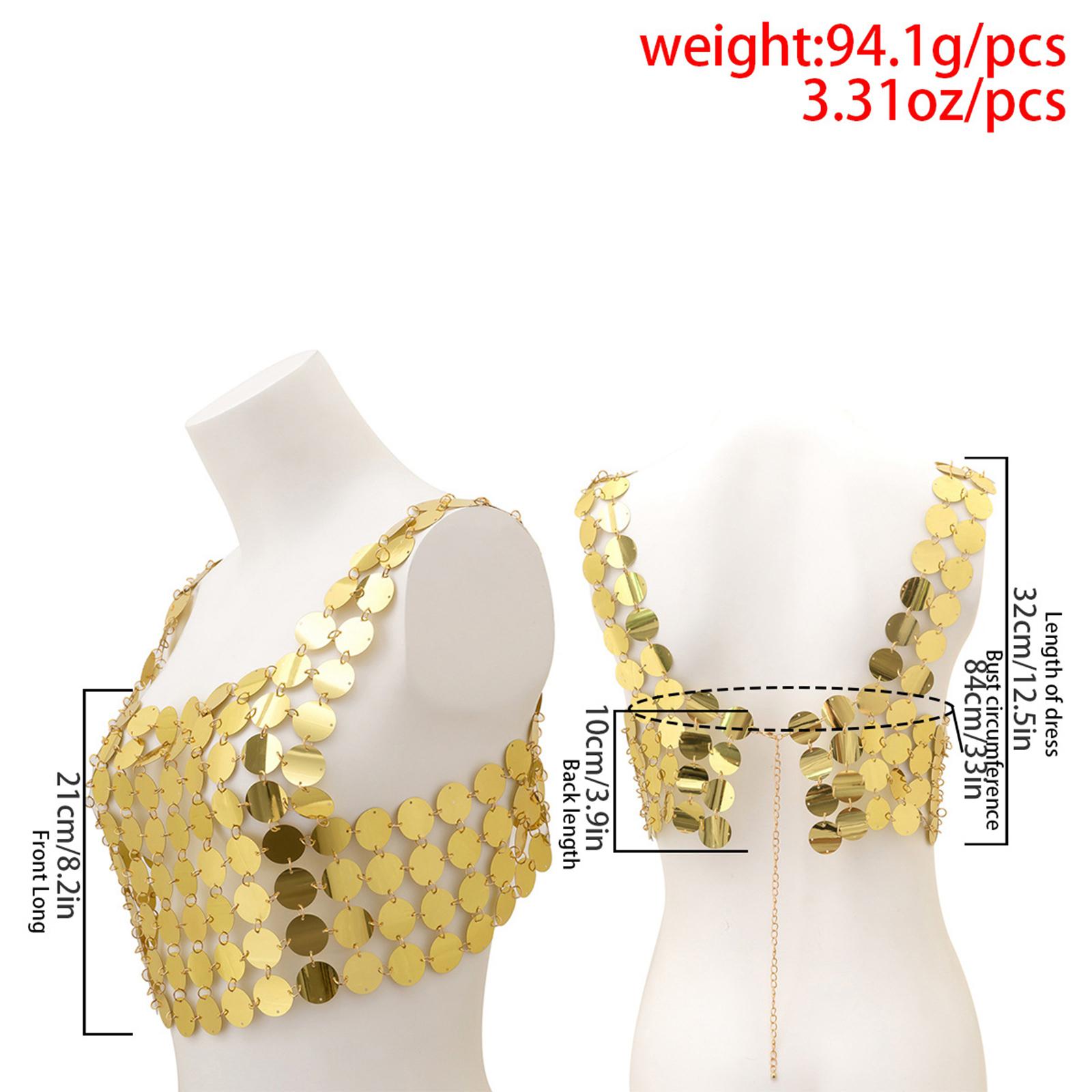 Body Jewelry Vest - スパンコールベストタンクトップ、キラキラ光るボディジュエリー、ナイトクラブ、ダンスパーティー、レイブに最適