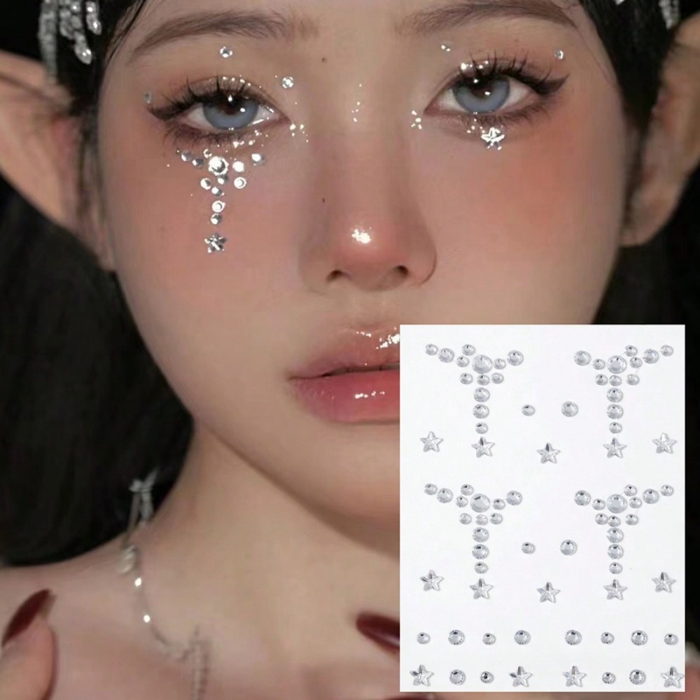 Body Jewelry Stickers - 顔とボディの宝石シール目尻ベビーシール眉毛シールボディシールコンサート外観顔の宝石