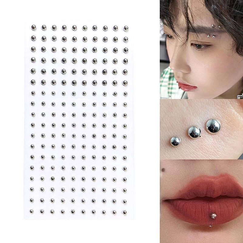 Body Jewelry Stickers - ダイヤモンドステッカー偽鼻ピアス自己粘着ラインストーン非ピアス目耳顔ボディジュエリー女性用ステッカークリスタル