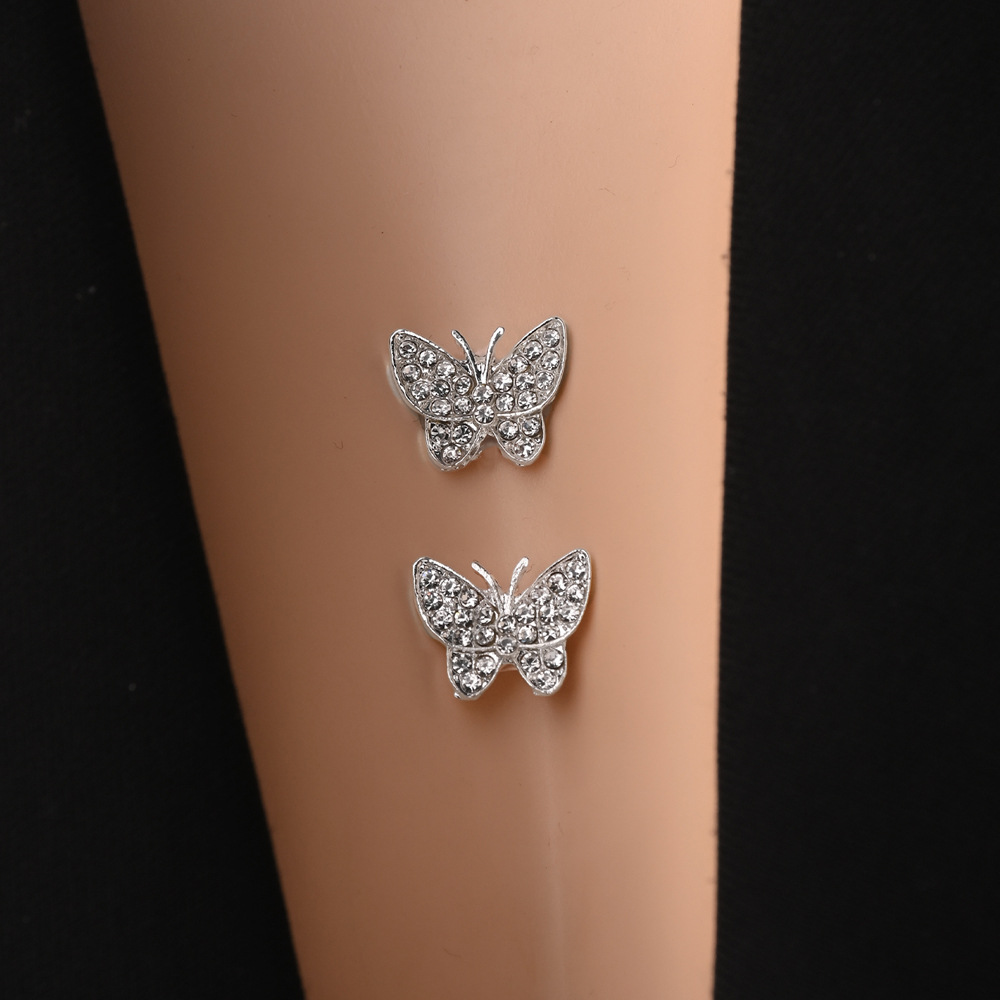 Body Jewelry Stickers - ラインストーン蝶ボディジュエリー女性用ゴールドシルバー胸宝石ステッカー Y2K キラキラパッチパーティー音楽祭アクセサリー