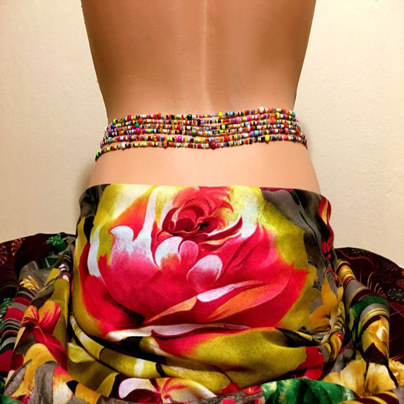 Body Chain Jewelry - 女性のためのビーズのベリーチェーン、レイヤーボディチェーン、自由奔放に生きるスタイル、彫刻ボディアクセサリー、ビーチパーティーのウェア
