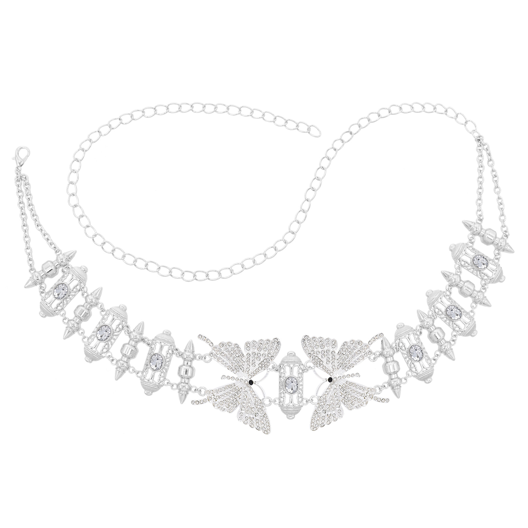 Body Jewelry Indian - ウエスト用アクリルラインストーンベリーチェーン,ボディジュエリー,ゴールド,シルバー,クリスタル,インド,エスニック,バタフライ,ファッションアクセサリー,新品