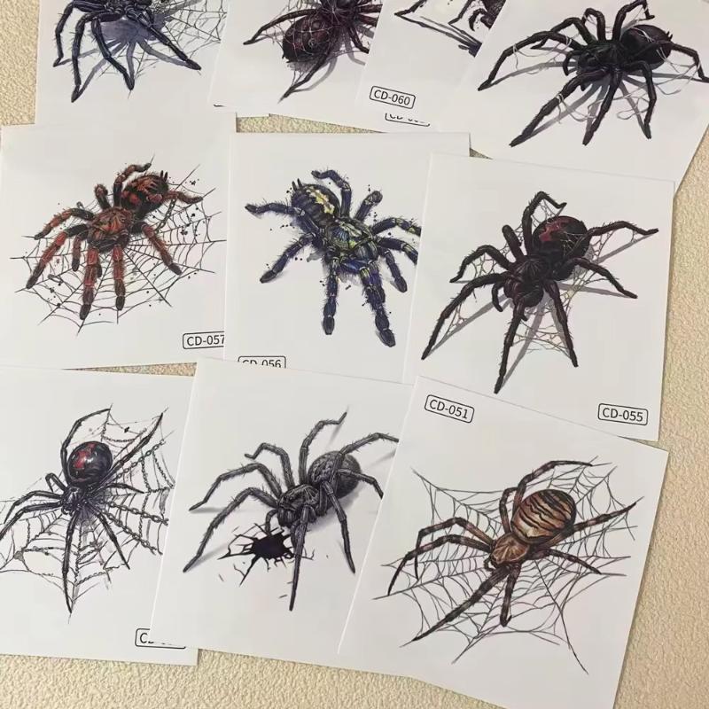 一時的なタトゥーステッカー 5枚入り スパイダーデザイン フ - Body Jewelry Stickers のレビューと価格