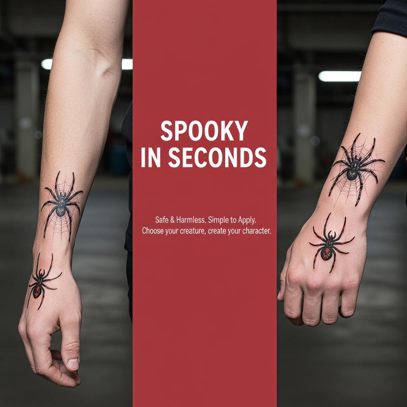 一時的なタトゥーステッカー 5枚入り スパイダーデザイン フ - Body Jewelry Stickers のレビューと価格