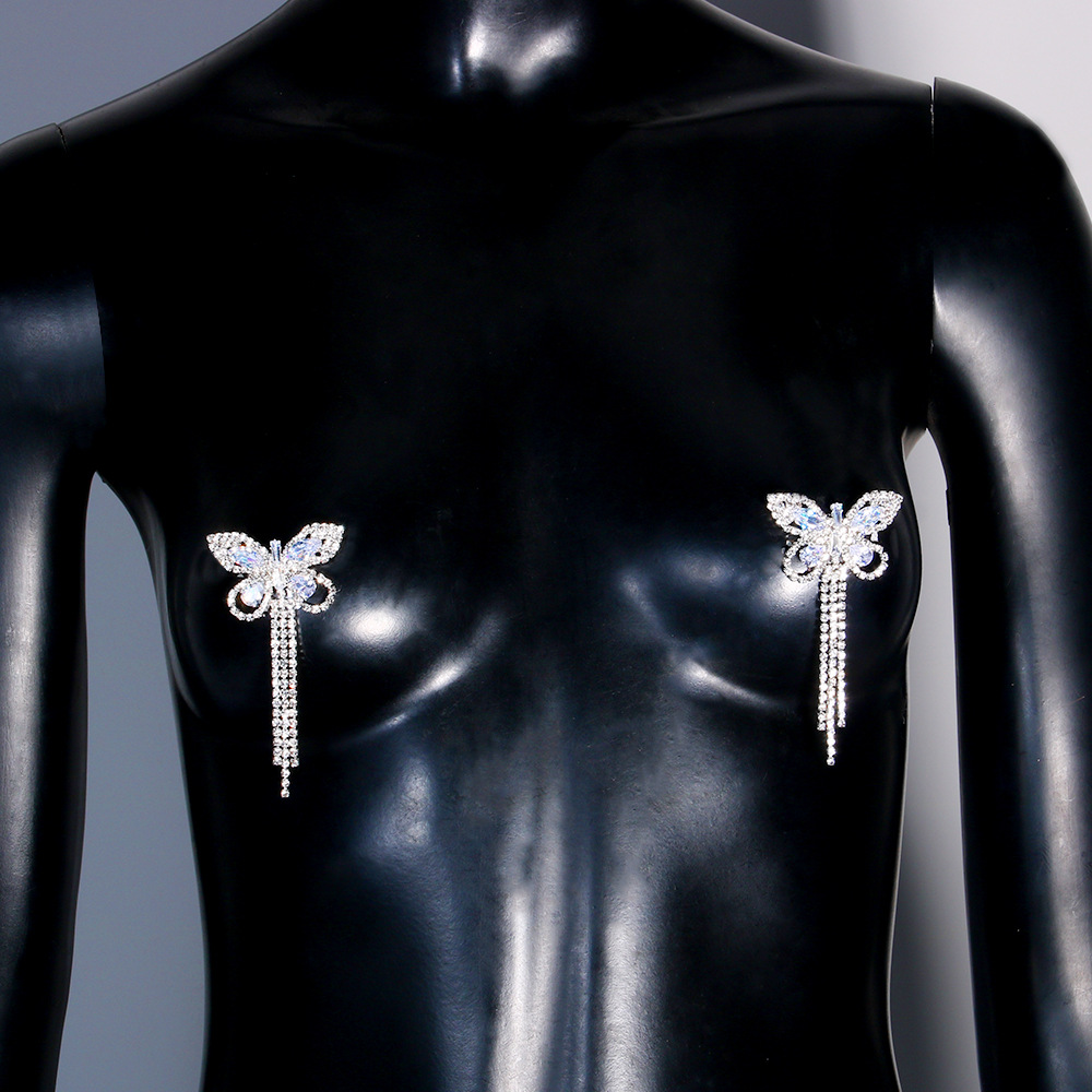 女性のための乳首ステッカー,ラインストーンと蝶,セクシー,ク - Body Jewelry Stickers のレビューと価格