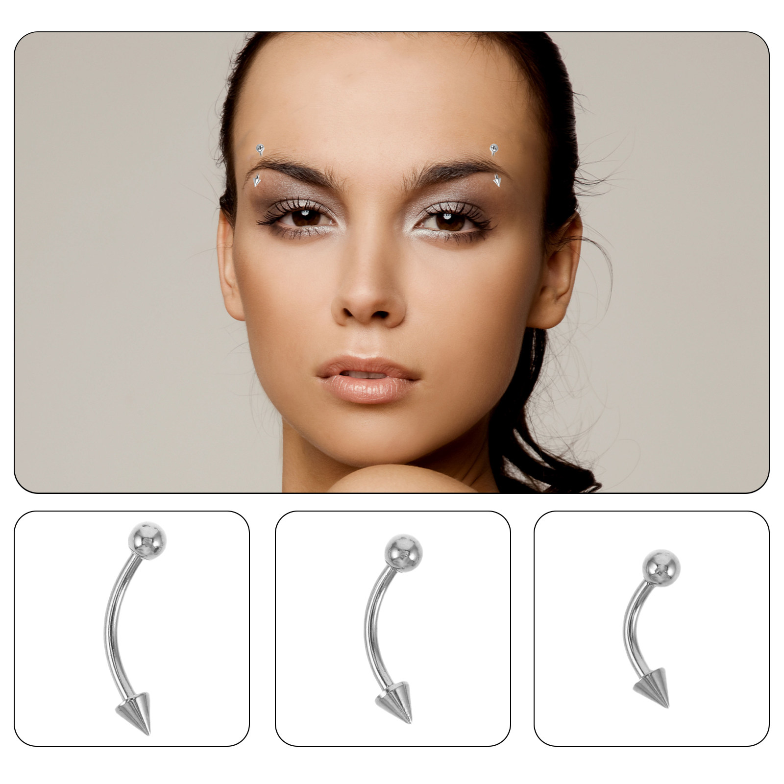 6個入りステンレス製カーブバーベルアイブロウリング、低刺激性 - Body Jewelry For Sensitive Skin のレビューと価格