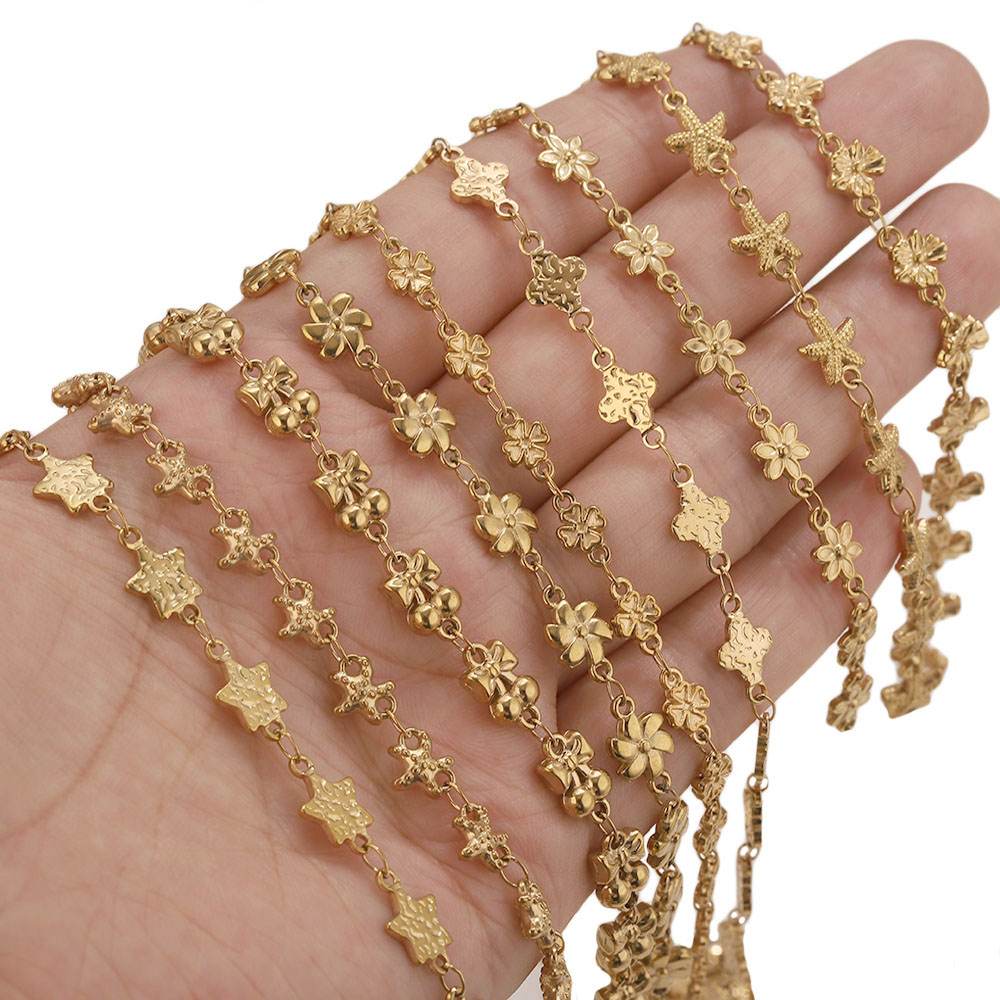 1メートルステンレス鋼フラワー・スターリンクケーブルチェーン - Body Chain Jewelry のレビューと価格