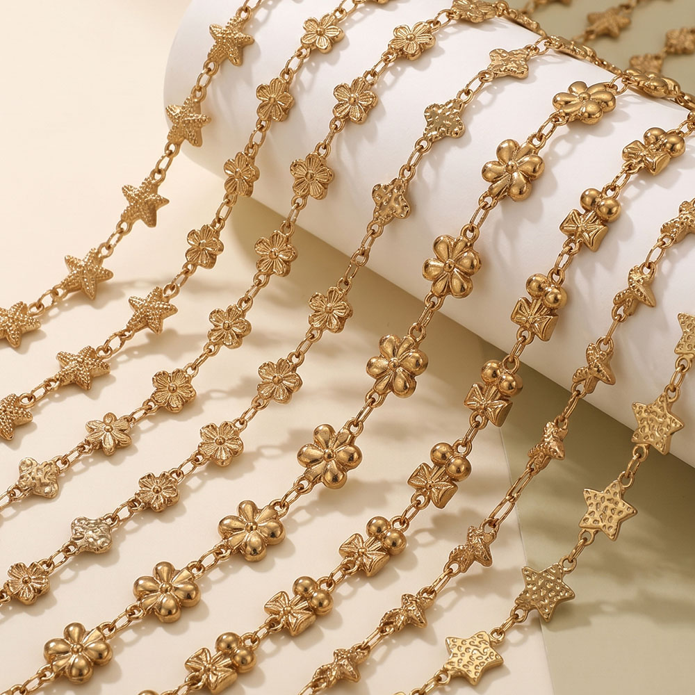 1メートルステンレス鋼フラワー・スターリンクケーブルチェーン - Body Chain Jewelry のレビューと価格