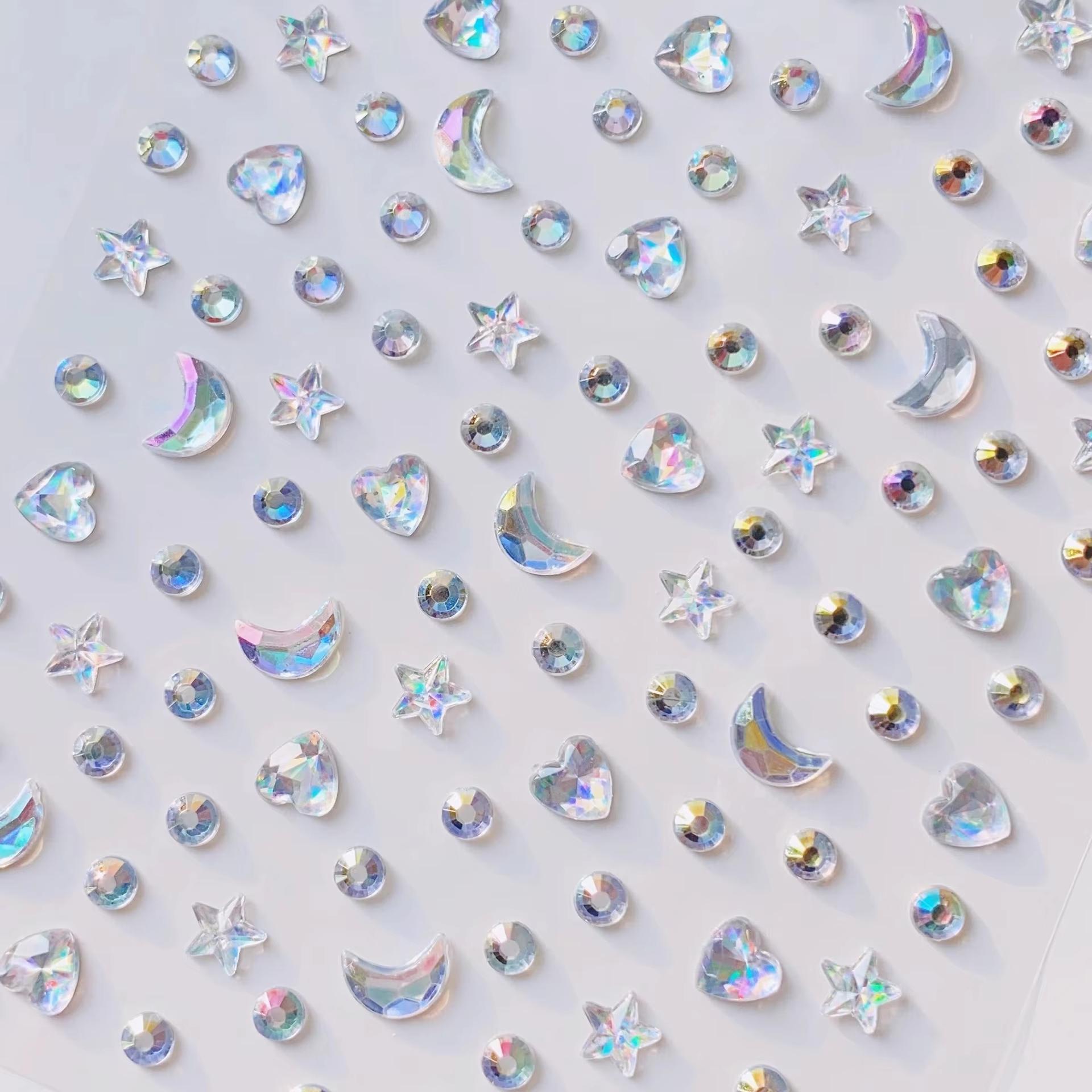 1/2 個 3D スタームーンハートラインストーンステッカー - Body Jewelry Eyebrow のレビューと価格