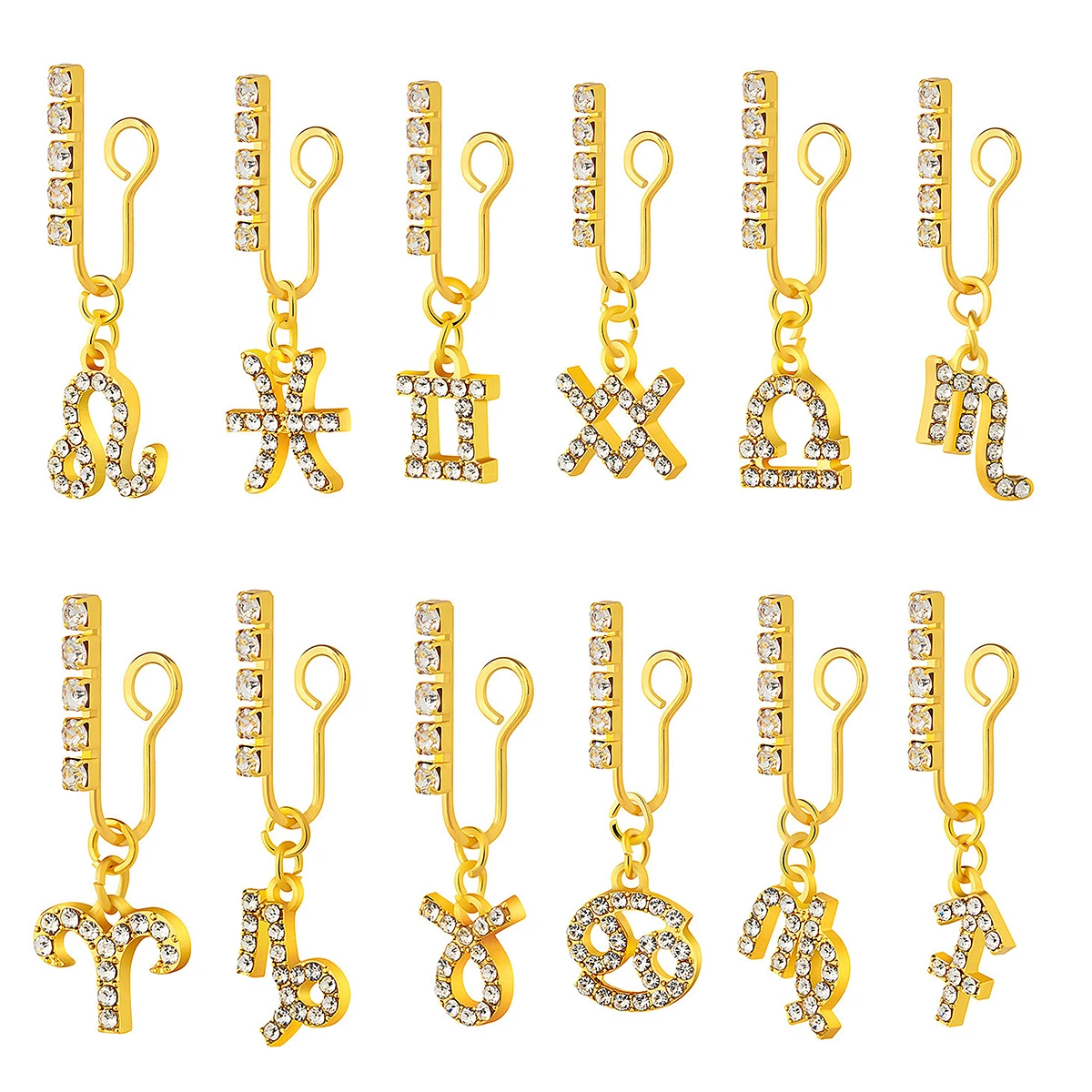 ジルコニアメタルイヤークリップ,12個,2パック,偽のノーズ - Body Jewelry Nose Ring のレビューと価格