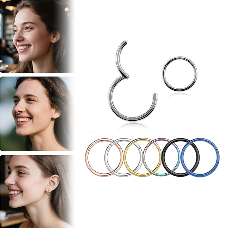 16G 316L サージカルスチール製ヒンジ付きクリッカーノ - Body Jewelry Nose Ring のレビューと価格