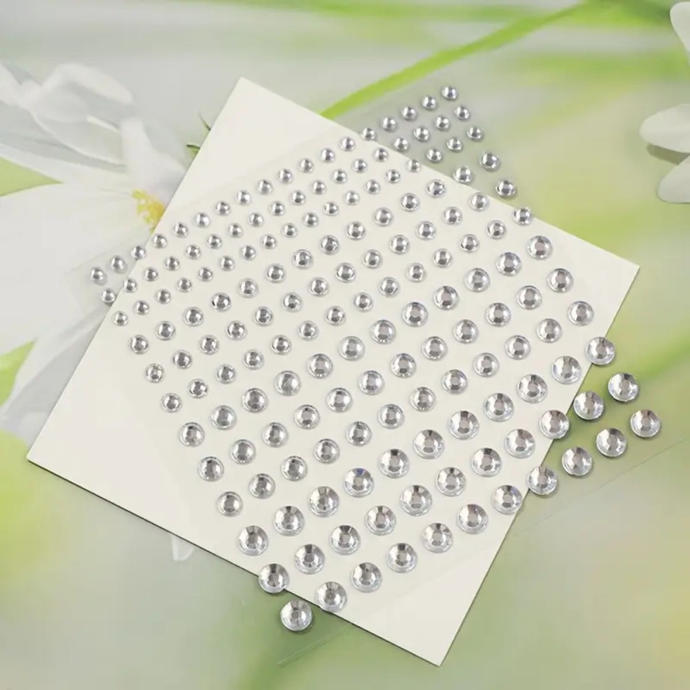 165 個の自己粘着ラインストーンステッカー、白いラウンド宝 - Body Jewelry Stickers のレビューと価格