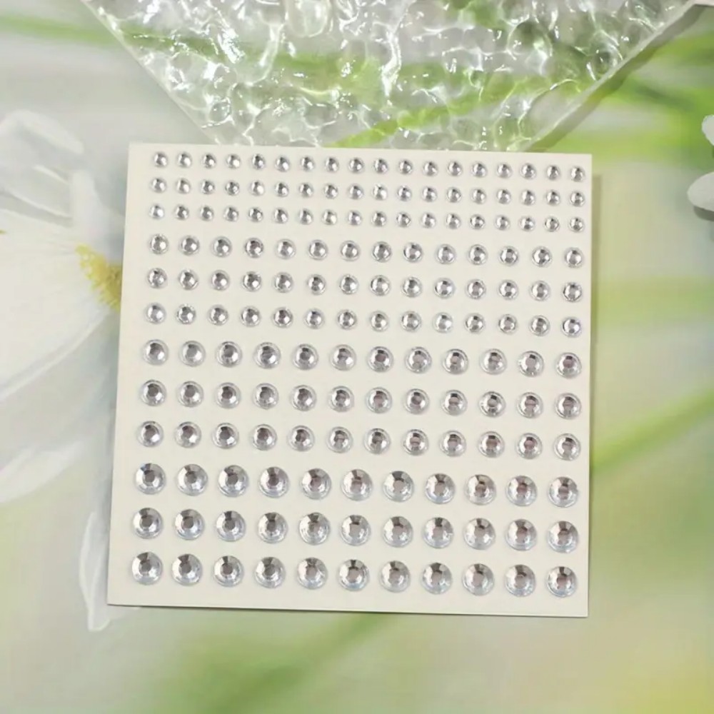 165 個の自己粘着ラインストーンステッカー、白いラウンド宝 - Body Jewelry Stickers のレビューと価格