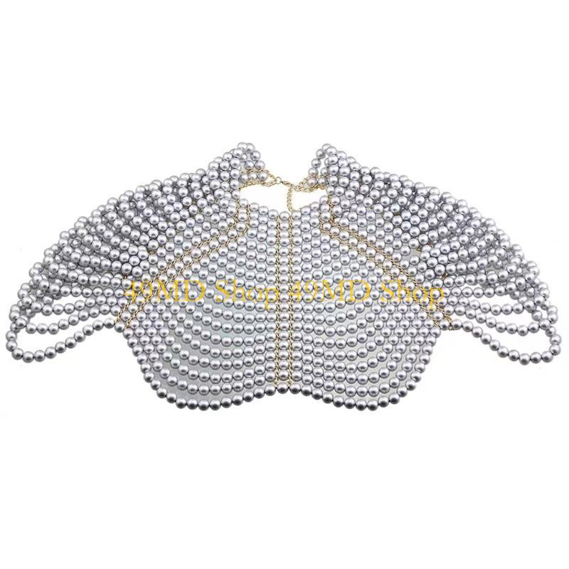 49MD エレガントな女性ショール多層ビーズチェストチェーン - Body Chain Jewelry のレビューと価格
