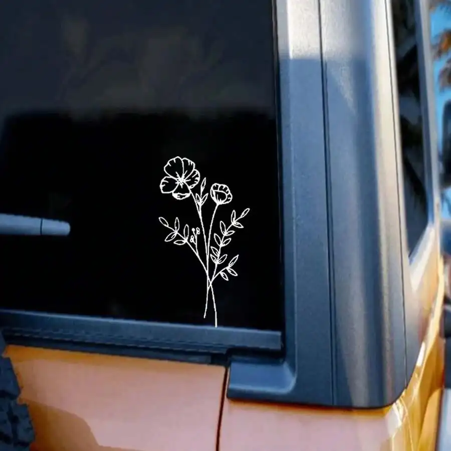 1枚入りワイルドフラワーカーステッカー、車の窓、ラップトップ - Body Jewelry Stickers のレビューと価格
