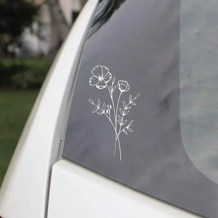 1枚入りワイルドフラワーカーステッカー、車の窓、ラップトップ - Body Jewelry Stickers のレビューと価格