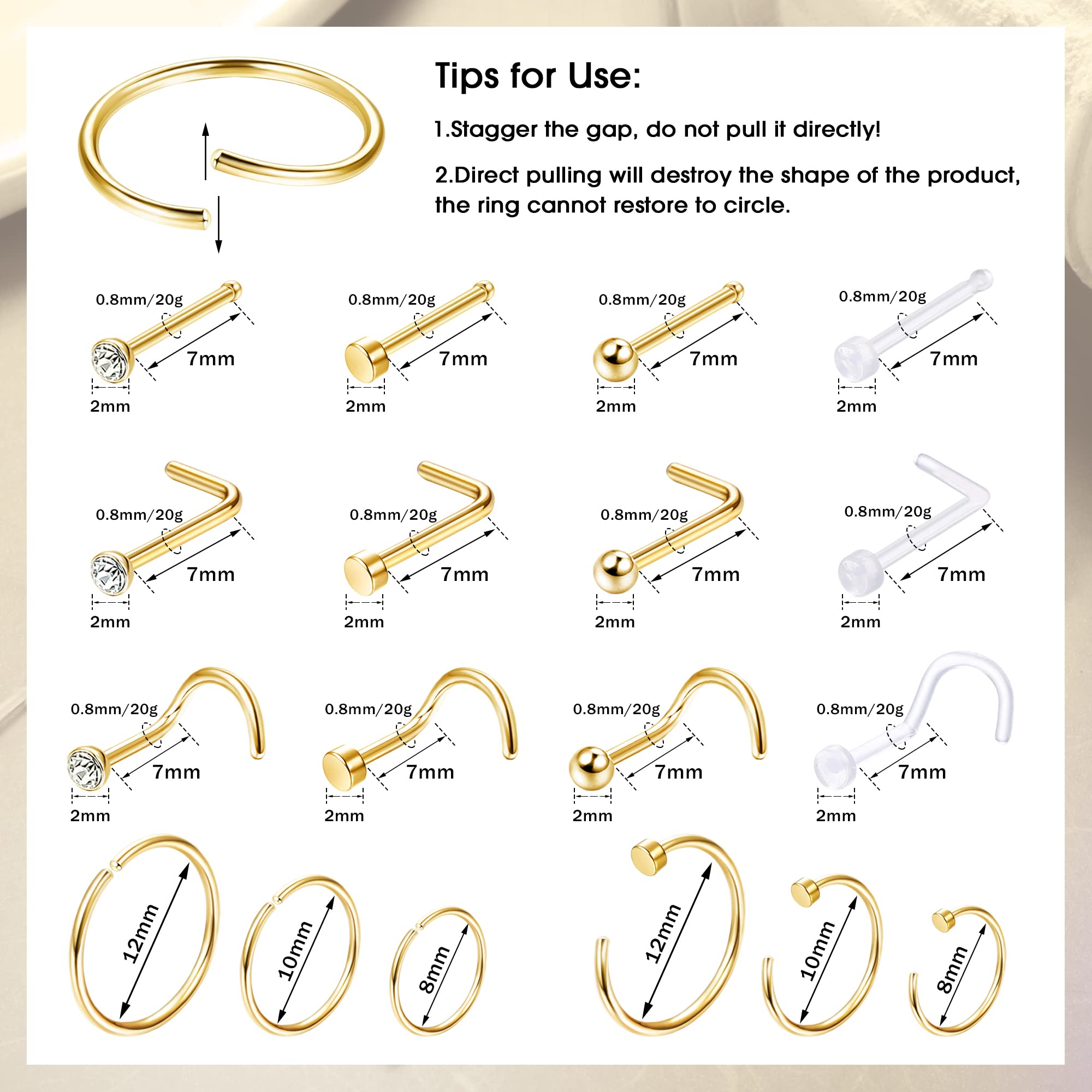 低刺激性の鼻のピアスジュエリー,女性と男性のための機密肌のた - Body Jewelry For Sensitive Skin のレビューと価格