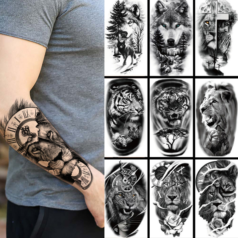 男性と女性のための一時的な入れ墨のステッカー,大きな虎,ライ - Body Jewelry Stickers のレビューと価格