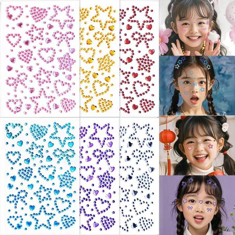 1 シートカラフルな自己粘着フェイスラインストーンステッカー - Body Jewelry Stickers のレビューと価格