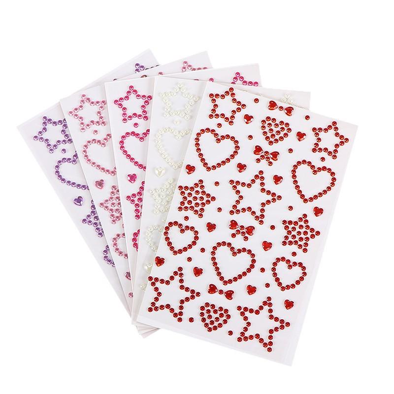 1 シートカラフルな自己粘着フェイスラインストーンステッカー - Body Jewelry Stickers のレビューと価格