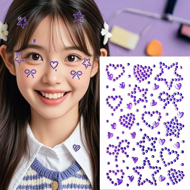 1 シートカラフルな自己粘着フェイスラインストーンステッカー - Body Jewelry Stickers のレビューと価格
