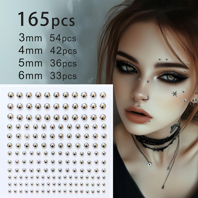3D 顔目パーティーメイクタトゥーステッカーアクリルダイヤモ - Body Jewelry Eyebrow のレビューと価格