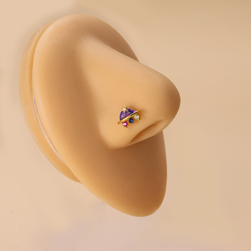 316l外科用ステンレス鋼cz鼻スタッド、カラフルなインドの - Body Jewelry Indian のレビューと価格
