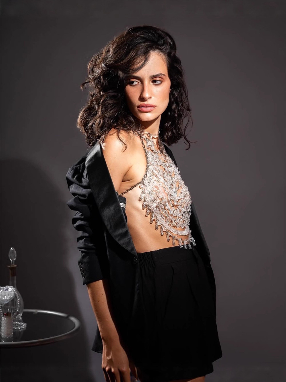 手作りビーズベストクリアクリスタルペンダントホルタートップシ - Body Jewelry Vest のレビューと価格