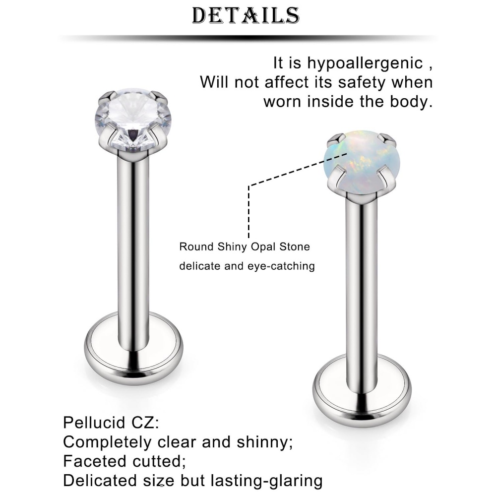 16 Gステンレス鼻環内ネジ低アレルギー性平背軟骨穿刺ジュエ - Body Jewelry For Sensitive Skin のレビューと価格
