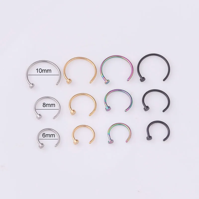 5個/ロット 20G ノーズリングフープ、6mm/8mm/1 - Body Jewelry Septum のレビューと価格