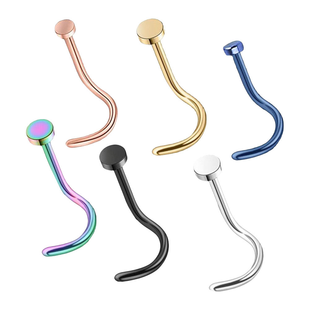 6個入り 細かい研磨が施されたステンレス製フラットノーズスタ - Body Jewelry For Sensitive Skin のレビューと価格