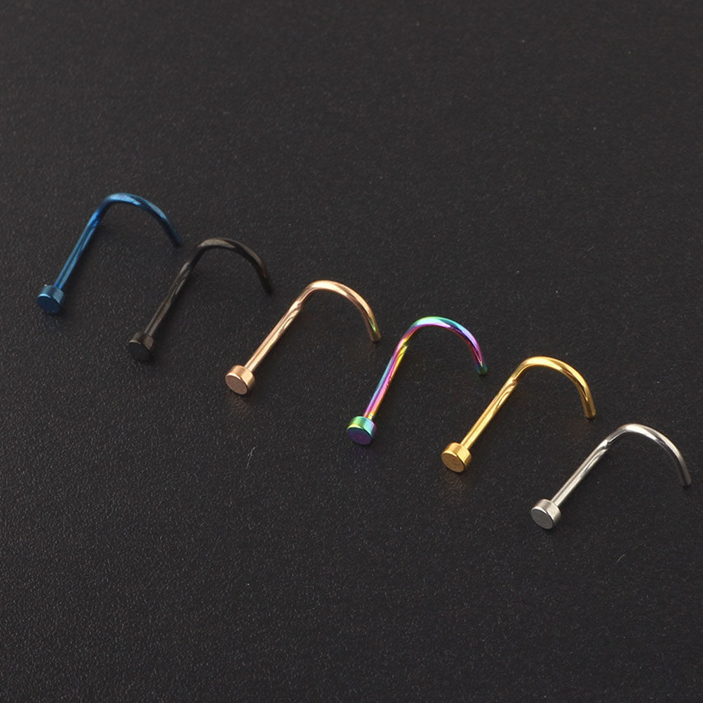6個入り 細かい研磨が施されたステンレス製フラットノーズスタ - Body Jewelry For Sensitive Skin のレビューと価格