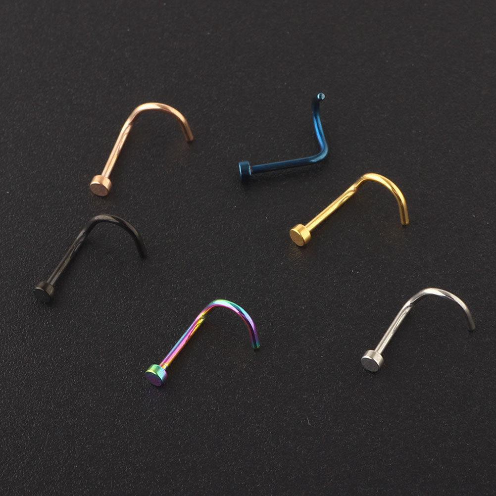 6個入り 細かい研磨が施されたステンレス製フラットノーズスタ - Body Jewelry For Sensitive Skin のレビューと価格