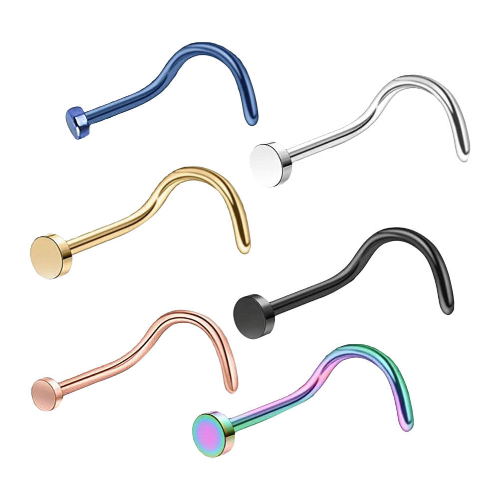 6個入り 細かい研磨が施されたステンレス製フラットノーズスタ - Body Jewelry For Sensitive Skin のレビューと価格
