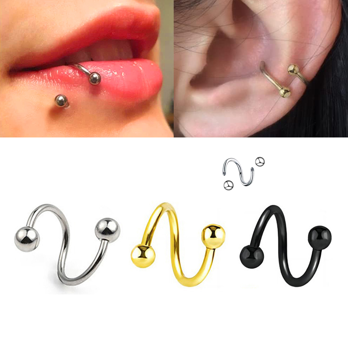女性用 スパイラル イヤリング ピアス ジュエリー マルチユ - Body Jewelry Septum のレビューと価格
