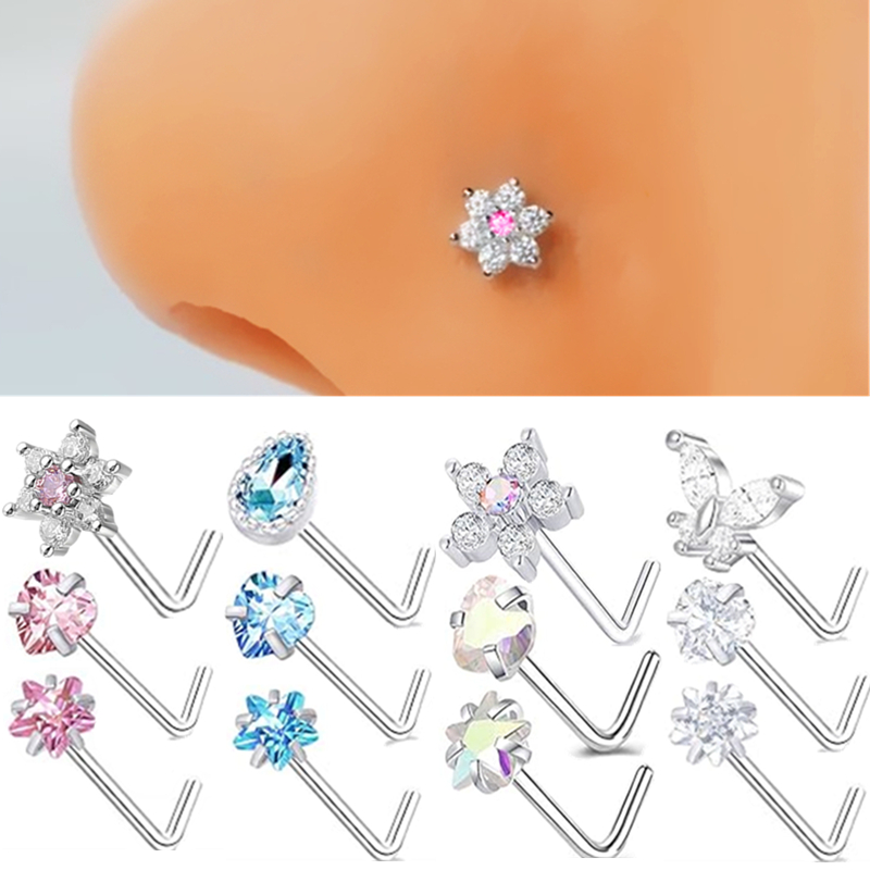 3個セット ステンレス製 フラワー ノーズピアス スタッド  - Body Jewelry Indian のレビューと価格