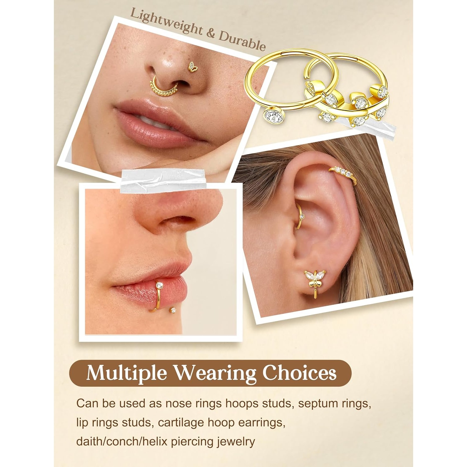 FASACCO 女性用ノーズリング 1個 低刺激性サージカル - Body Jewelry For Sensitive Skin のレビューと価格