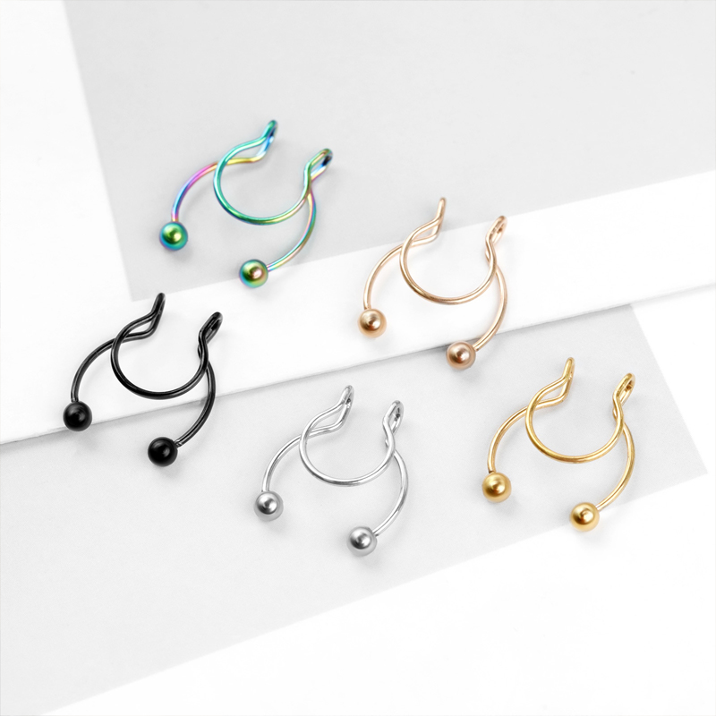 20Gフェイクノーズリング、クリップ式ステンレス鋼製セプタム - Body Jewelry Septum のレビューと価格