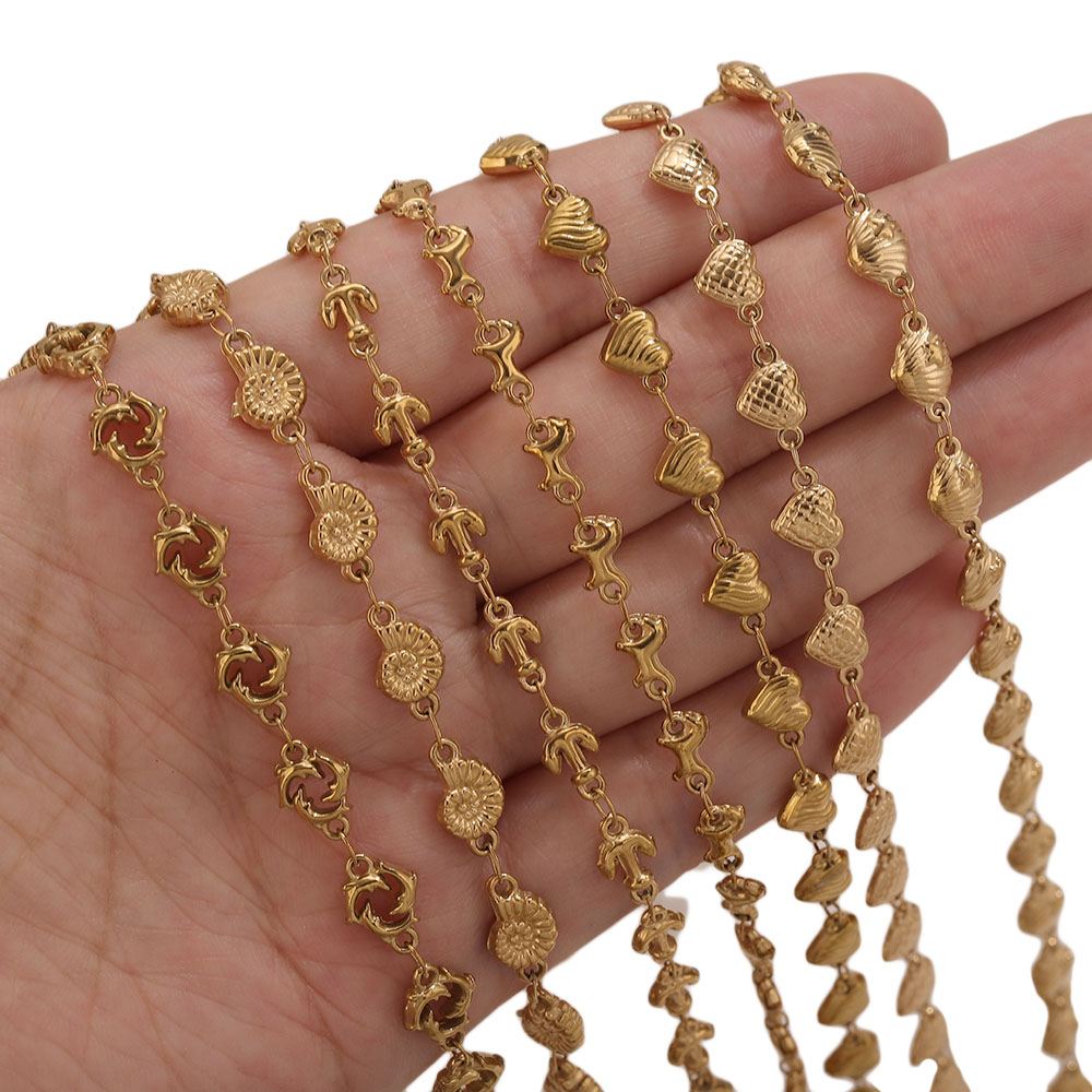 1M PVDゴールドステンレススチール製ハートスターフラワー - Body Chain Jewelry のレビューと価格