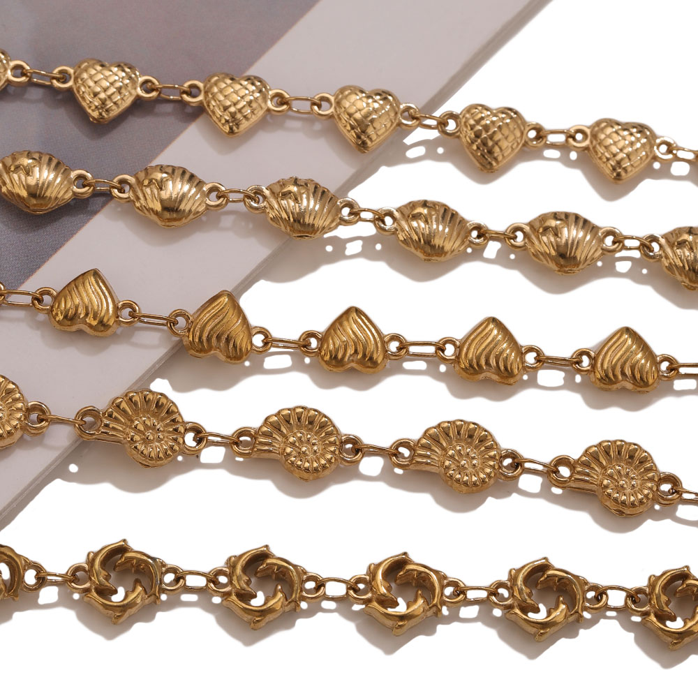 1M PVDゴールドステンレススチール製ハートスターフラワー - Body Chain Jewelry のレビューと価格